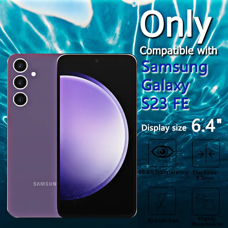 Protector de pantalla para Galaxy S23 FE Samsung, cristal templado 9H, funda antiarañazos de aluminio alto, amigable con huella dactilar, 4-1 Uds. - imagen 3