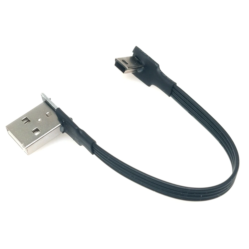 MINI USB 2,0 Cable de carga de datos de silicona plano suave doblado hacia arriba, hacia abajo, izquierda, derecha puerto T USB coche MP3 Cable de datos Universal - imagen 3