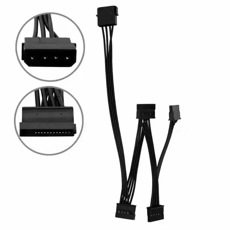 Cable de alimentación de 1 a 5, 30 pulgadas, 15 pines hembra a 4 pines macho, IDE Molex a Cable de alimentación SATA de 5 puertos y 15 pines para disco duro - imagen 4