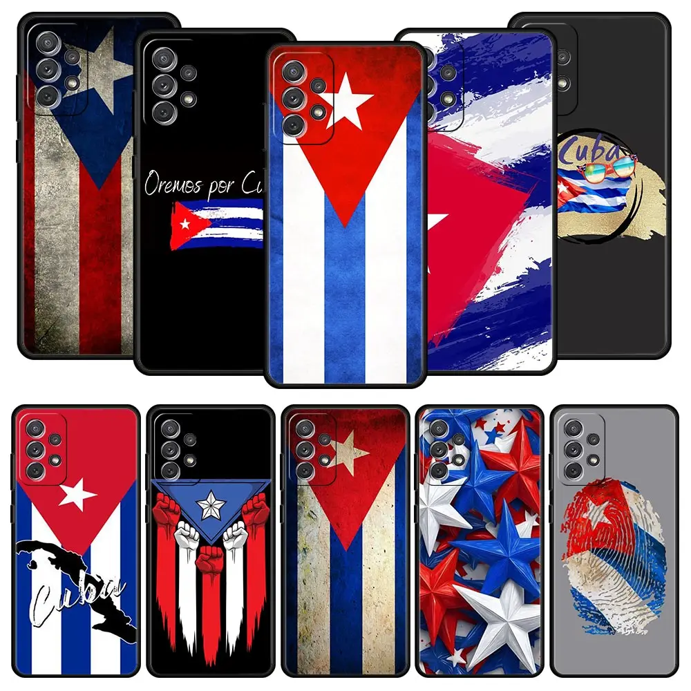 Funda de teléfono artística con bandera de Cuba para Samsung A51 A71 A21S A12 A11 A15 A25 A31 A41 A23 A33 A53 A73 A03S A05S A13 5G A35 A55