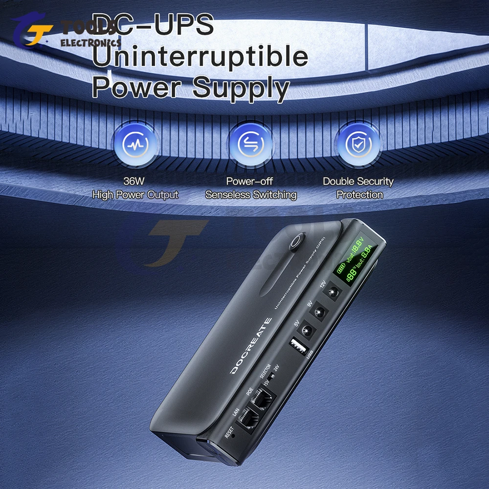 DC1036L 36W Digital UPS caja de fuente de alimentación ininterrumpida 5V/9V/12V/15V/24V salida múltiple para enrutador dispositivos domésticos-sin batería - imagen 3