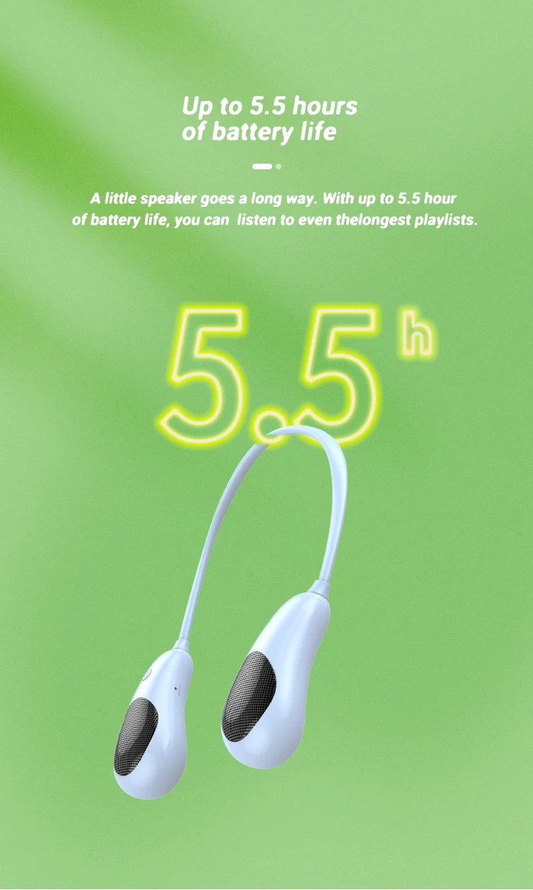 Rockmia EBS-907 Mini altavoz de cuello portátil TWS Bluetooth 5,0 manos y orejas libres caja de reproductor de música U-Sharp - imagen 2