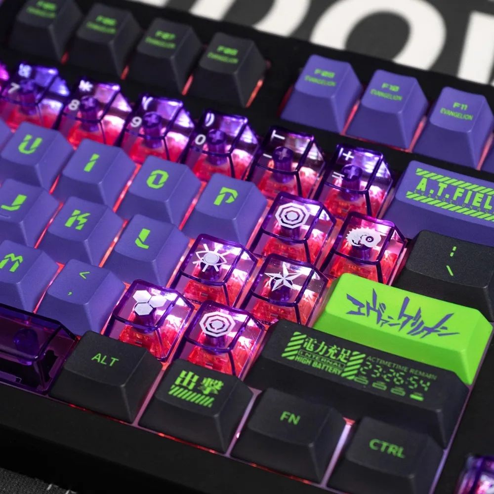 Teclas transparentes de doble Color, 46/142 teclas, altura de cereza, sublimación PBT/PC para teclado mecánico 61 68 75 87 104 108 - imagen 2
