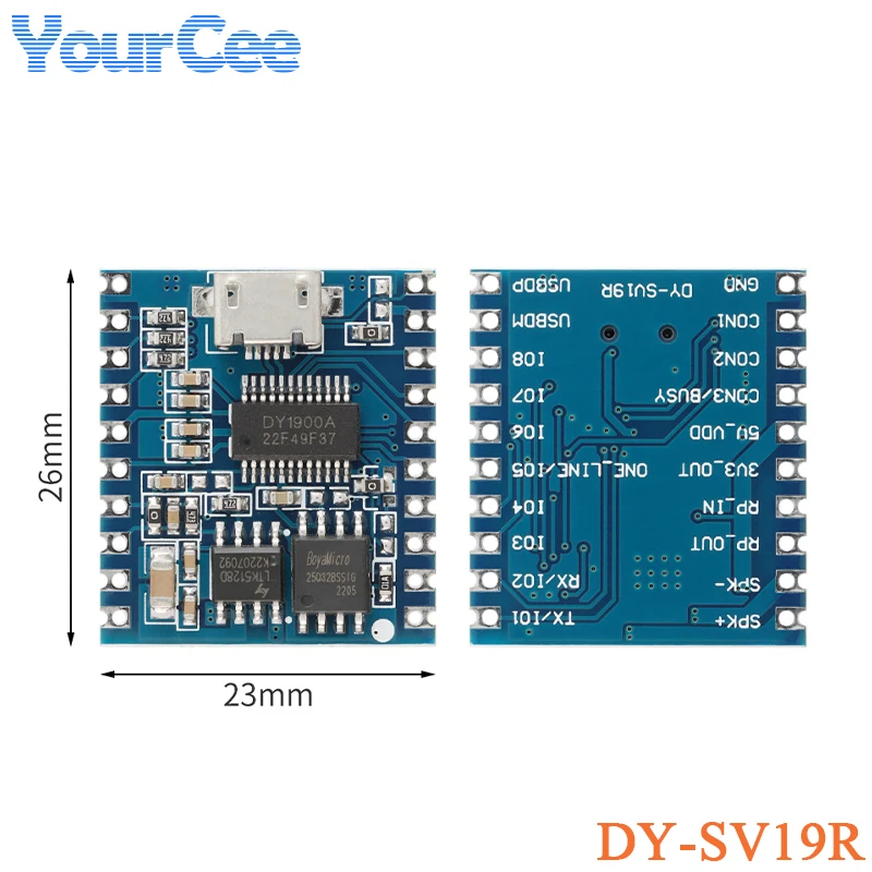 Módulo de reproducción de voz DY-SV19R DY-SV19T, decodificación MP3 WAV, 32 bits, 32GB, disparador IO, Control UART, almacenamiento de Audio, USB, memoria Flash, tarjeta TF - imagen 3