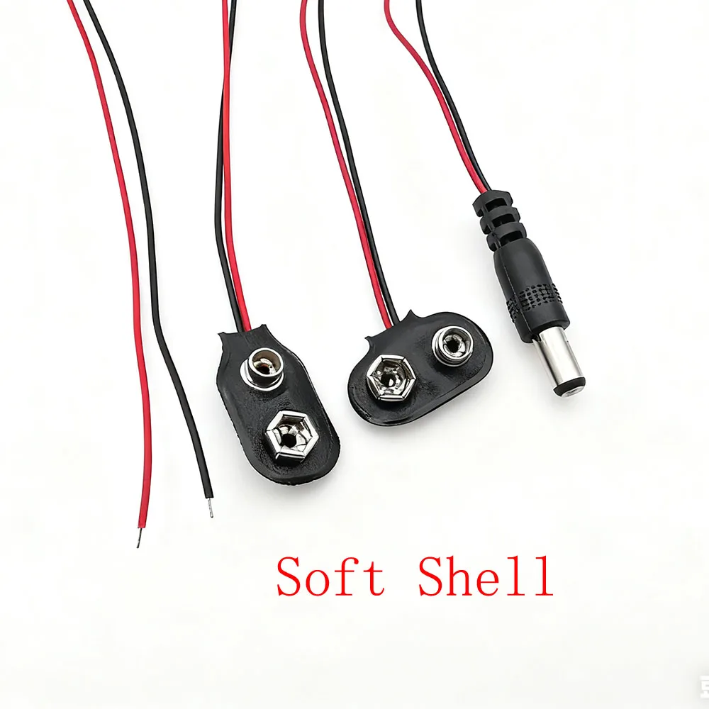 Conector de batería de 9V, 10 Uds., Clip de batería tipo I/T de 9 voltios, hebilla de carcasa suave/dura a presión con conexión de Cable rojo y negro 26AWG - imagen 3