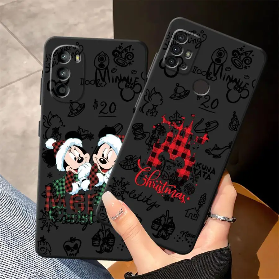 Funda navideña de Mickey con dibujos animados para Motorola Mot G50 G60s G22 Edge40 G60 G51 G73 G52 G32 Edge 20 Pro 30 Lite G71 G53 G30
