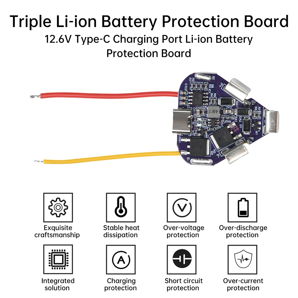 BMS 12,6 V 3S 20A puerto de carga tipo C 18650 Placa de protección de batería de litio sobre descarga/protección contra cortocircuitos - imagen 3