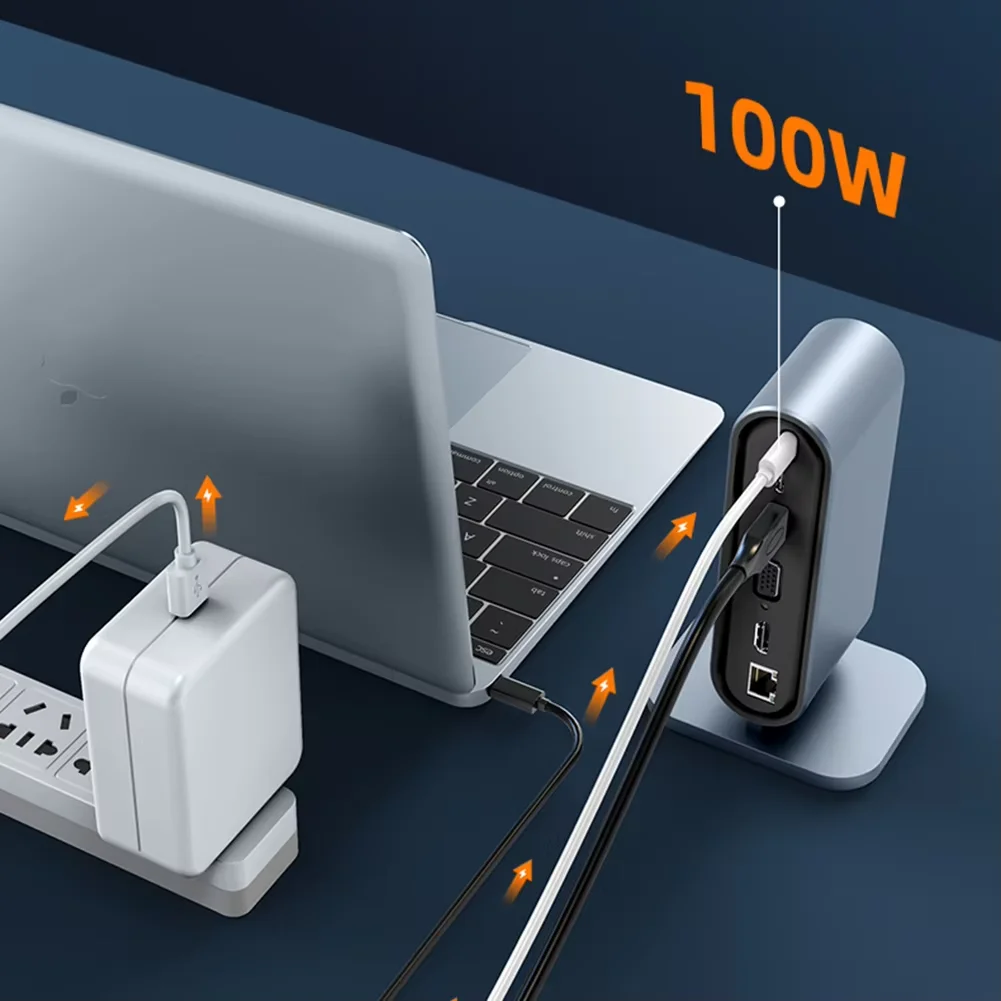 Estación de acoplamiento tipo C Hub 12 en 1, adaptador Compatible con HDMI 4K @ 30Hz, USB 3,0 PD 100W, RJ45, SD, TF, divisor USB para Macbook, portátil y PC - imagen 3