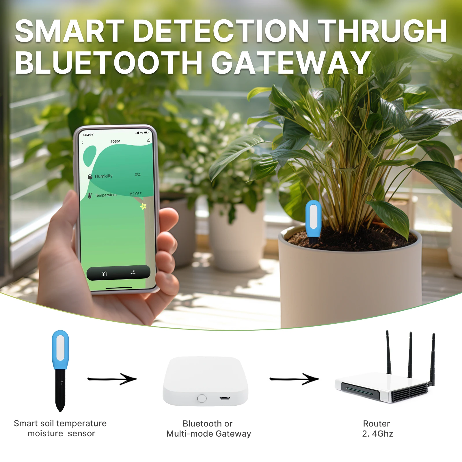 Tuya-medidor inteligente de humedad del suelo para jardín, Sensor de temperatura y humedad, higrómetro para plantas en maceta, Monitor de plantas, herramienta de prueba húmeda - imagen 3
