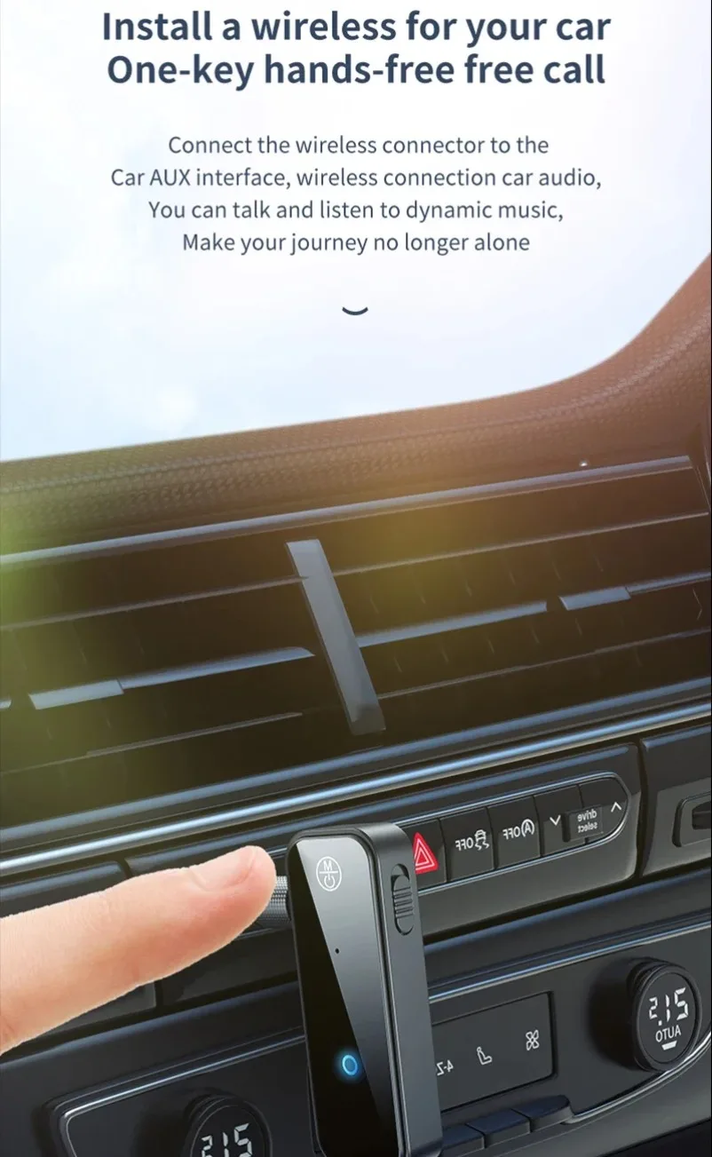 Receptor y transmisor Bluetooth 5,0, adaptador inalámbrico con conector 2 en 1, adaptador auxiliar de Audio de 3,5mm para Audio de coche, música, Aux, auriculares manos libres - imagen 5