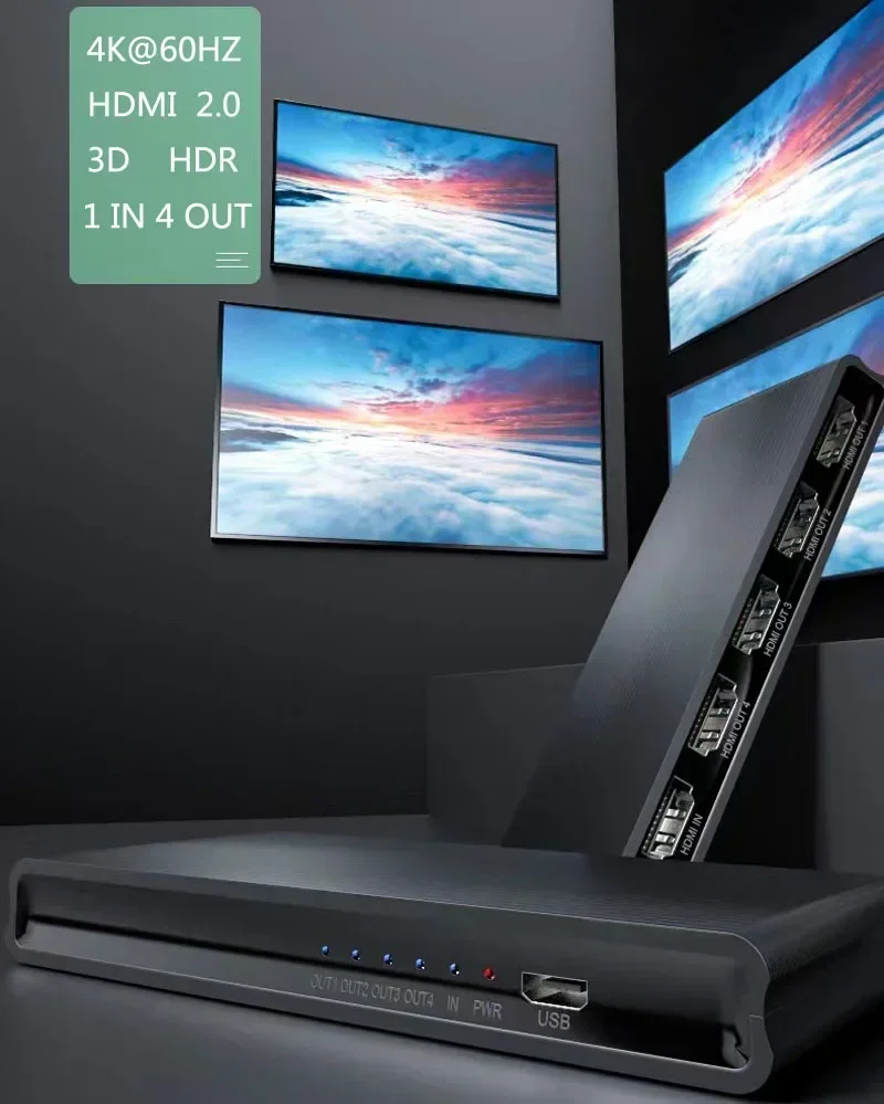 Divisor HDMI 4K 60hz 1x2 1x4 1 en 2 4 salidas 3x1 4x1 interruptor 1080p HDMI Switcher 4 en 1 salida para PS4 PS5 portátil PC a proyector de TV - imagen 3