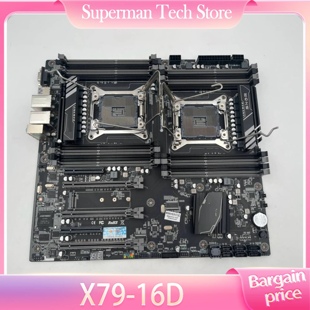 Placa base X79 16D para Huananzhi Dual CPU Socket LGA2011 DDR3 salida de vídeo 2 puertos Gigabit Ethernet X79-16D - imagen 2