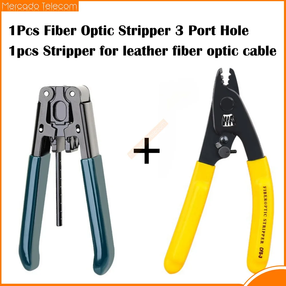 Kit de combinación de herramientas pelacables de fibra óptica CFS-3 Pelacables de fibra óptica de tres puertos o pelacables de cuero