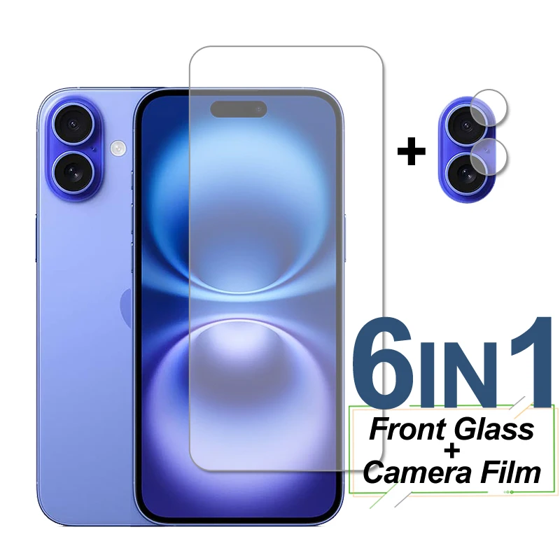 Tempered Glass For iPhone 16 Screen Protector On iPhone 16 Glass Protective Phone Camera Lens Film For iPhone 16 Pro Max Plus - imagen 2