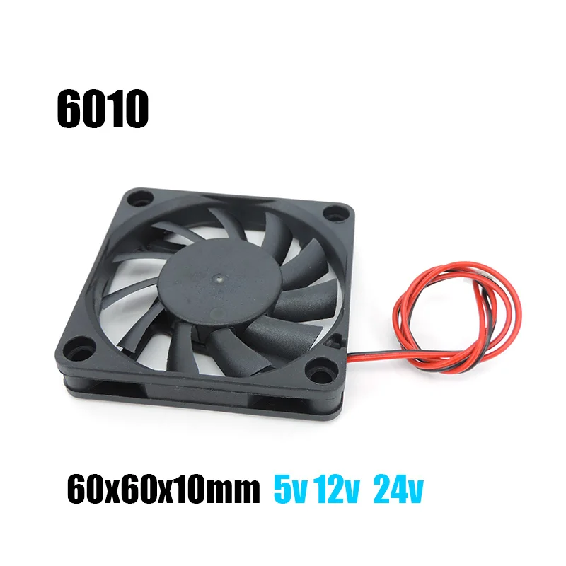6010 6cm 60mm DC 5v 12V 24V ventilador de refrigeración sin escobillas para piezas de impresora 3D Reprap enfriador de CC 60x60x10mm ventilador de plástico 6cm - imagen 2