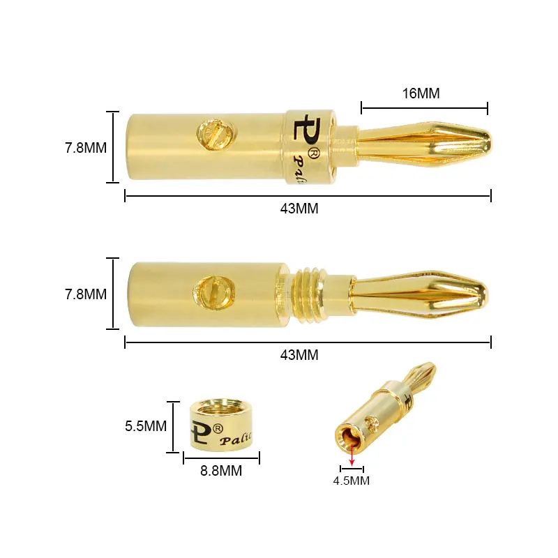 Amplificador de altavoz de Audio HIFI, conectores Banana, conector Banana chapado en oro de cobre de 24K, compatible con poste de encuadernación de 4,5mm - imagen 4