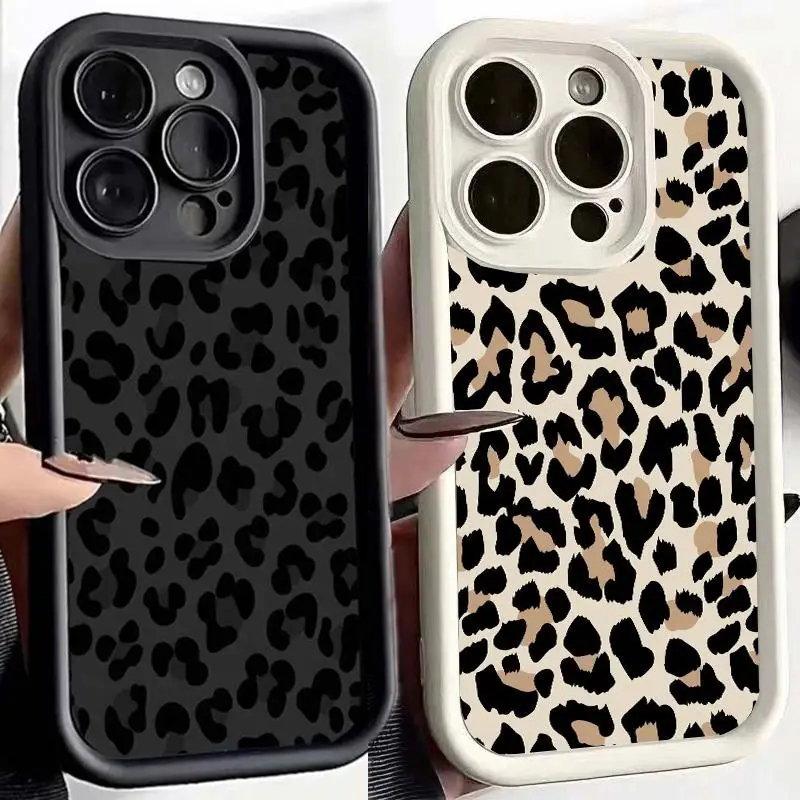 Funda negra con estampado de leopardo para Infinix Note 30 40 Pro Zero 30 Hot 40i 30 Play Smart 8 7 TECNO SPARK20 Funda