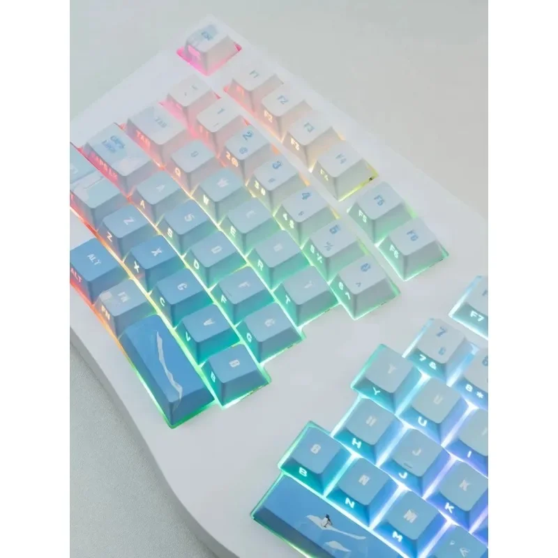 PiiFOX Seeks Glacier-teclas con tema dibujado a mano, con 130 teclas, sublimación de calor de cinco lados, translúcidas, OEM, grabadas lateralmente - imagen 3