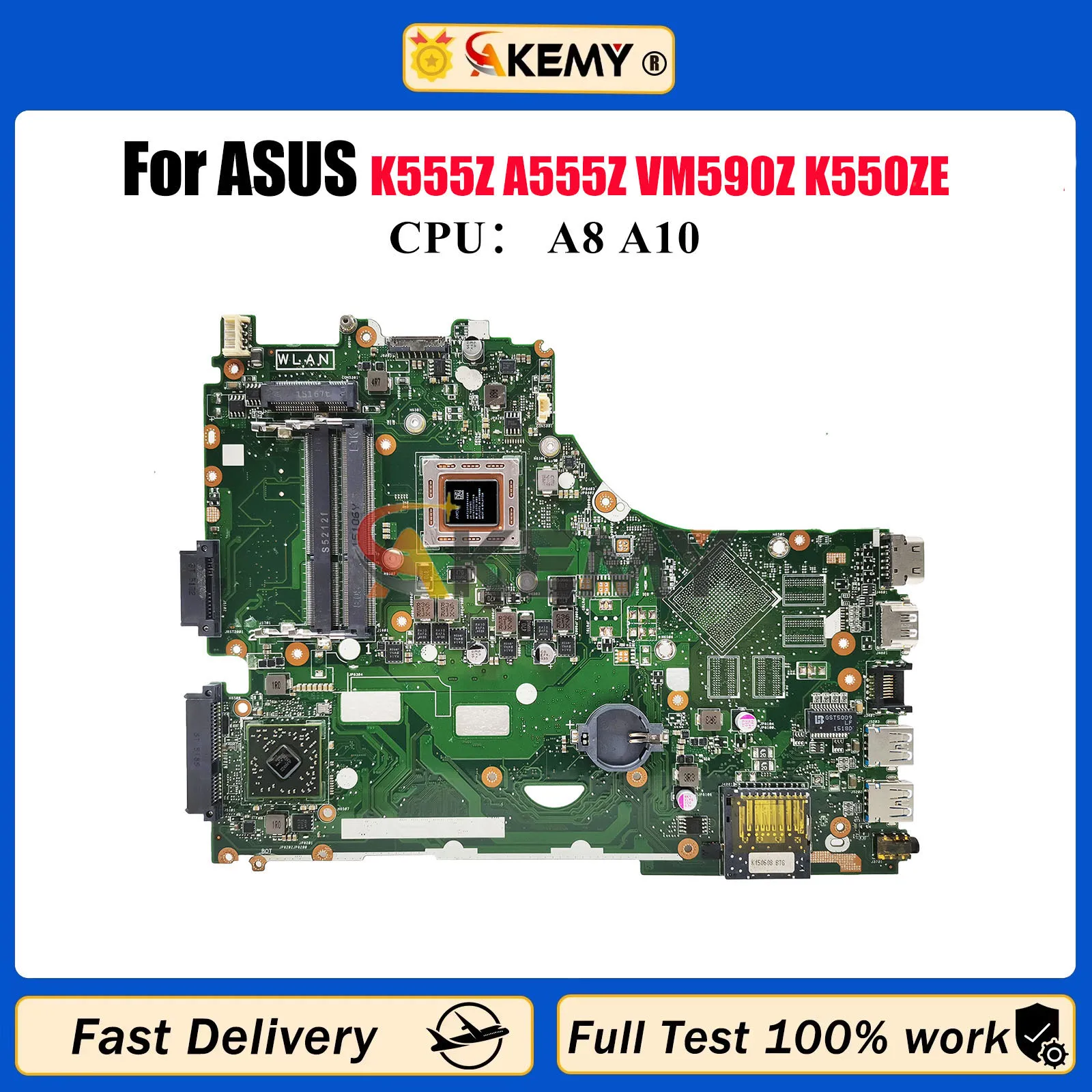 Placa base para ordenador portátil X550ZA para ASUS VivoBook X550Z K555Z A555Z VM590Z K550ZE F550ZE A550ZE X550ZE con CPU A8 A10 stk