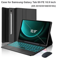 Funda con teclado Bluetooth desmontable para Samsung Galaxy Tab S9 FE