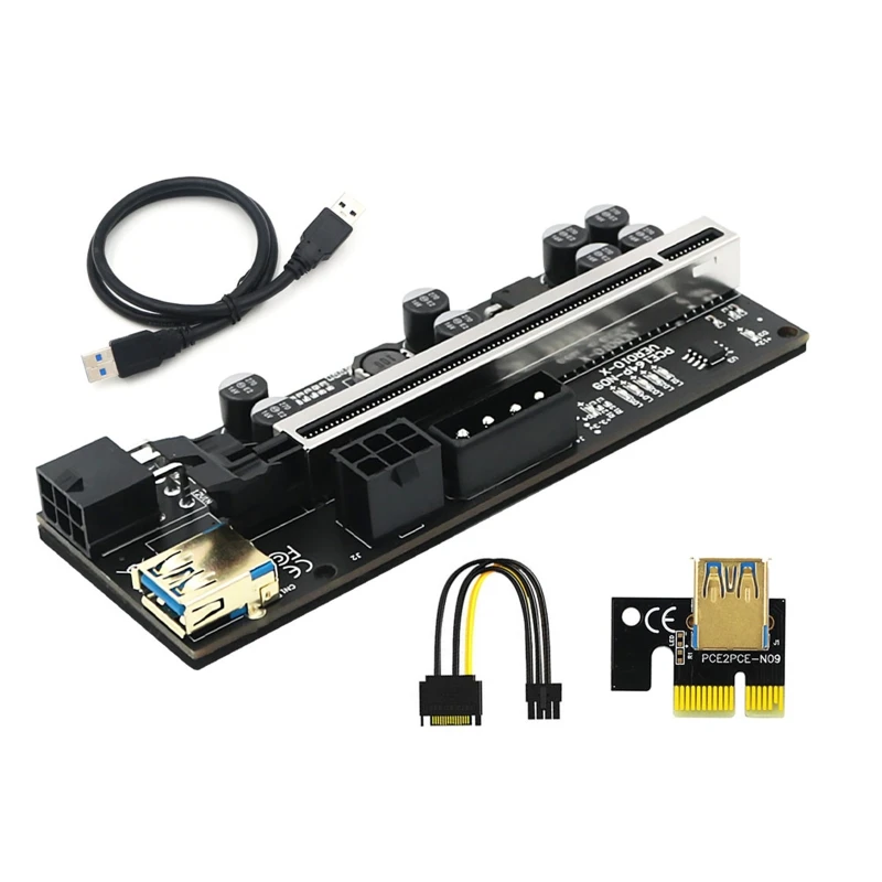 Elevador G5AA PCI-E para minería monedas Cable extensión PCIE alimentado 15 pines a 6 pines, VER 010X 1X