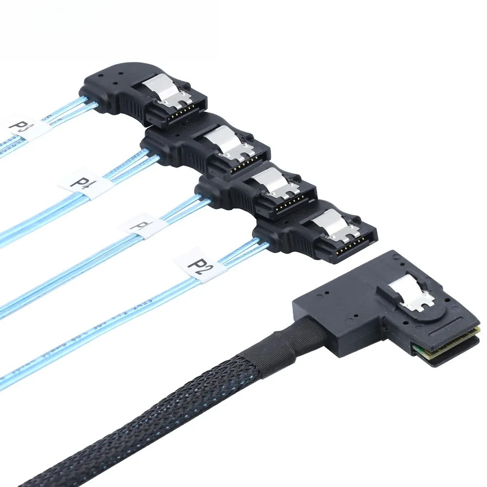 Cable de servidor MiniSAS SFF-8087 de ángulo recto 4SATA 7P: solución de alto rendimiento para una transferencia de datos confiable y una conectividad de servidor - imagen 3