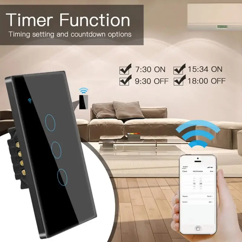 Tuya US WiFi interruptor de luz inteligente cable neutro requerido 1/2/3/4 Gang interruptor de hogar inteligente funciona con la aplicación Smart Life Alexa Google Home - imagen 4