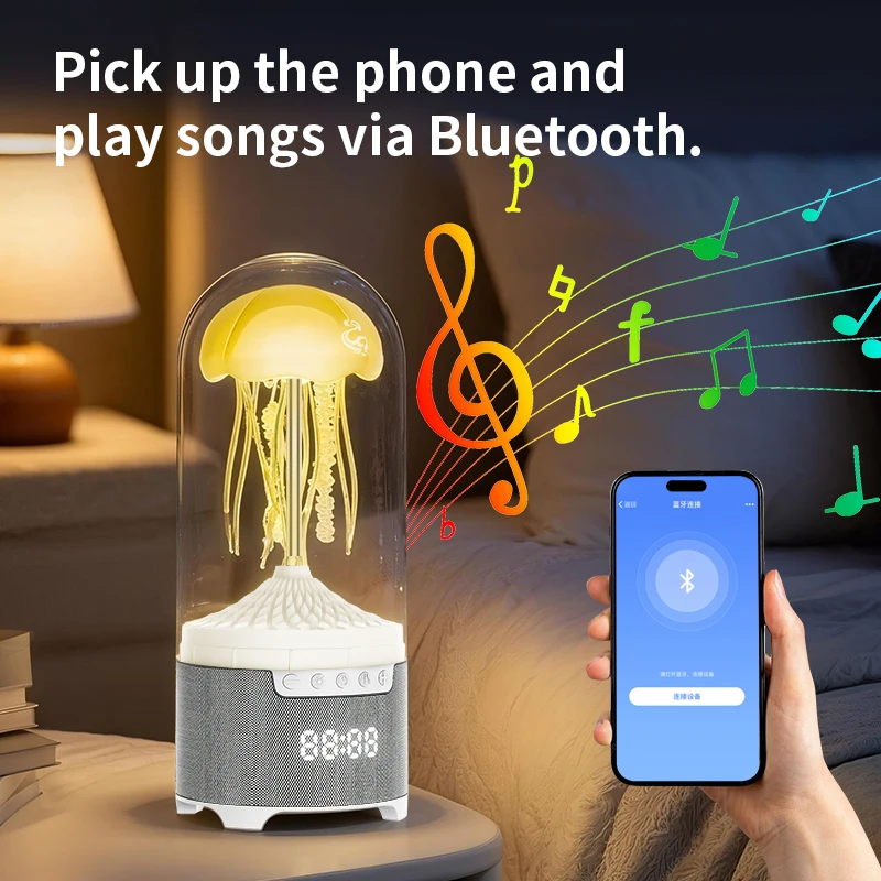 Lámpara de luz nocturna LED medusas altavoz inalámbrico Bluetooth creativo dinámico Jelly Fish Mini altavoces de lámpara coloridos portátiles - imagen 5