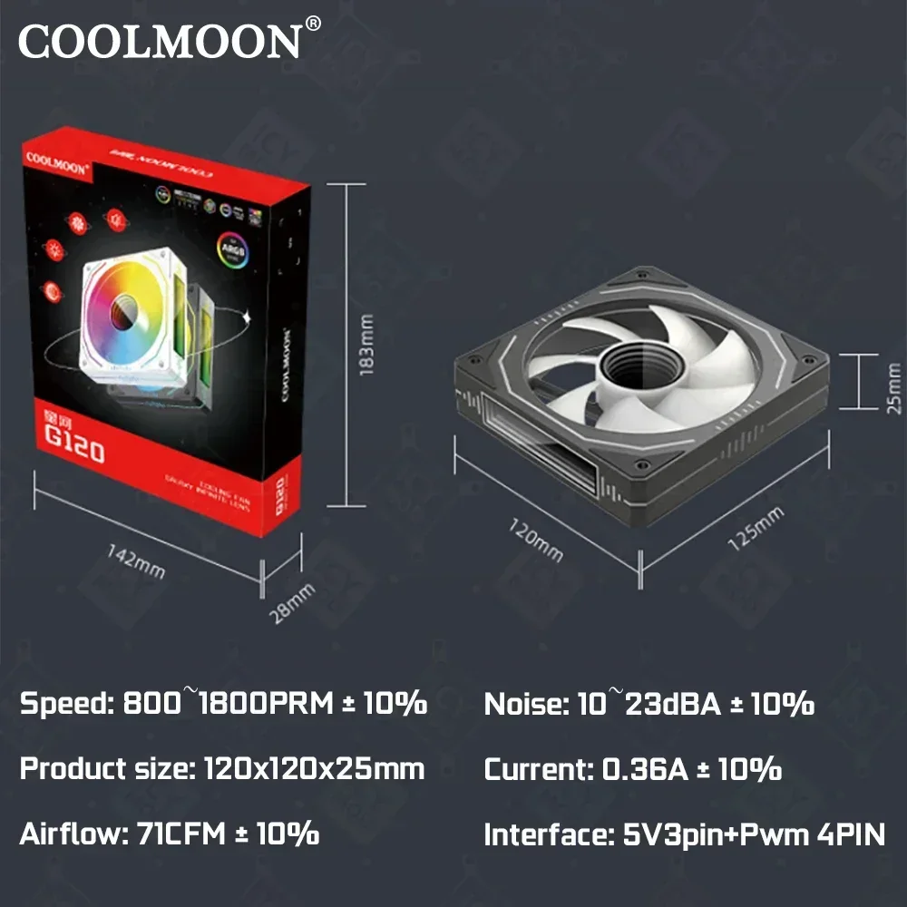 Coolmoon nuevos ventiladores ARGB asíncronos de 120mm 5V3PIN/4PIN PWM caja de PC blanca disipación de calor MOD venta única descuento de múltiples artículos - imagen 4