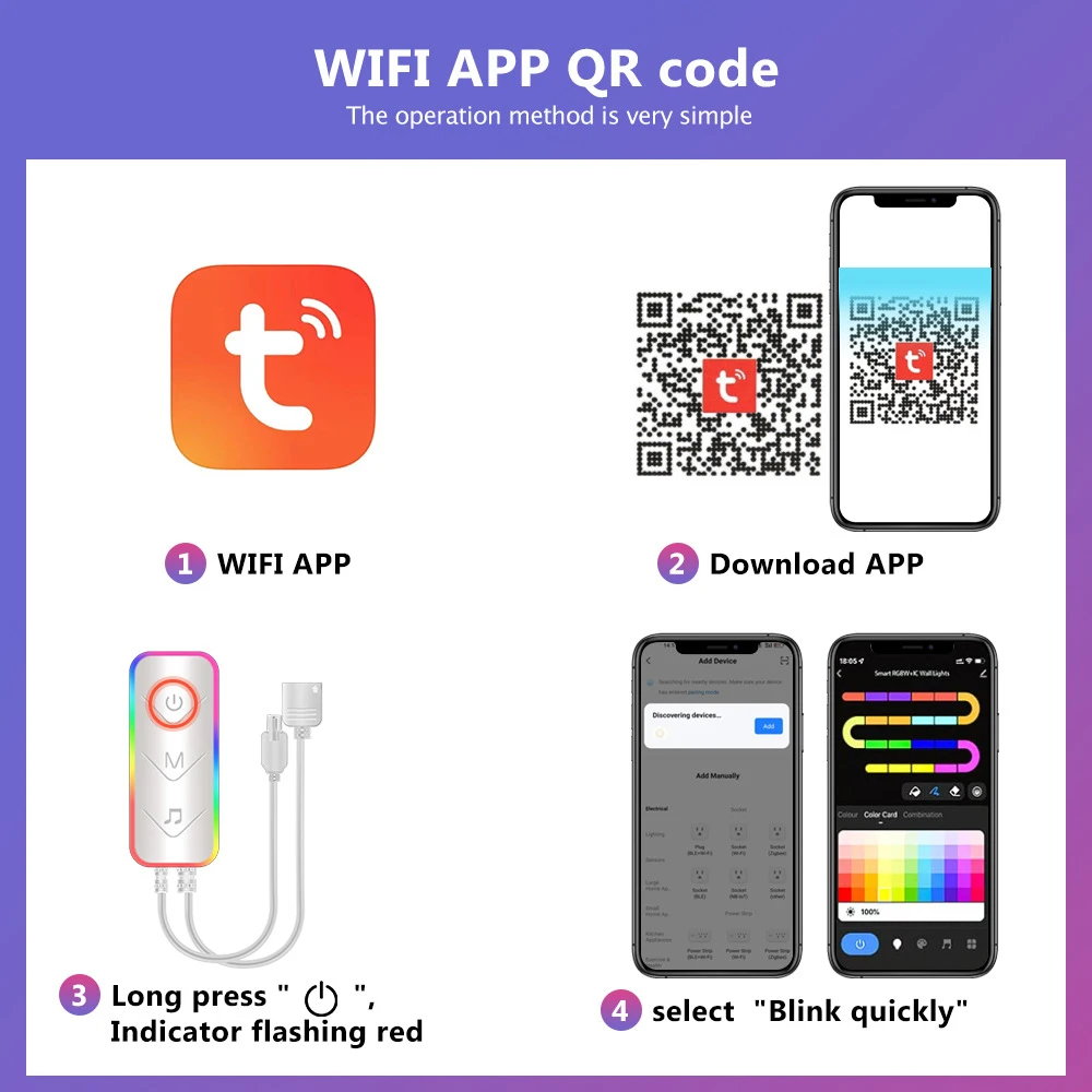 TuYa-Lámpara de pared inteligente LED con WIFI, barra USB de 5V, luz nocturna de ambiente DIY, música, ritmo para retroiluminación de TV, decoración de juegos de dormitorio - imagen 3