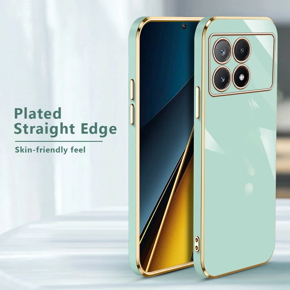 Funda galvanizada de lujo para Xiaomi Poco X6 Pro, Funda protectora de lente de silicona, Funda Coque PocoX6 PocoX6Pro Little X6Pro X 6 5G