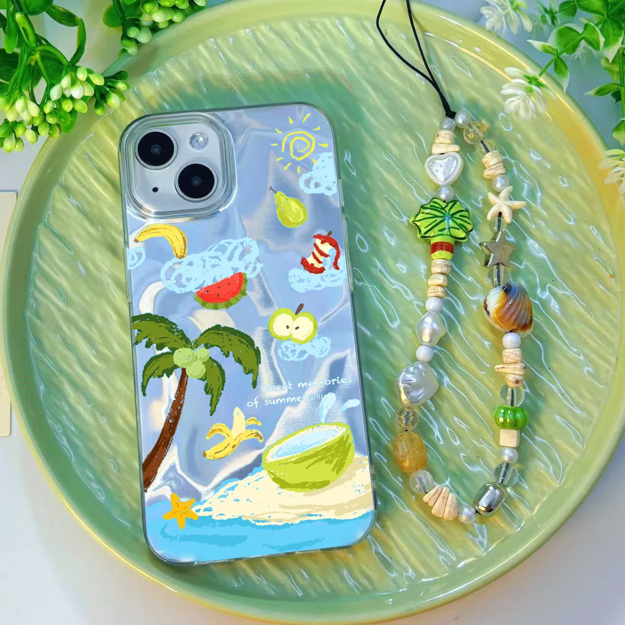 Funda con cadena de amor de árbol de coco hamaca para Samsung Galaxy A56 A54 A55 A34 S25 S24 Ultra S23 S22 Plus S21 S20 FE A34 A26 A16 A15 - imagen 2