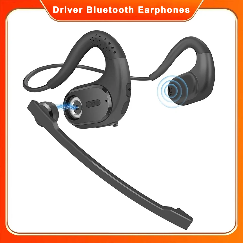 Auriculares inalámbricos Bluetooth 5,3 con micrófono botón de silencio desmontable auriculares de camionero de oreja abierta para teléfono móvil oficina de negocios