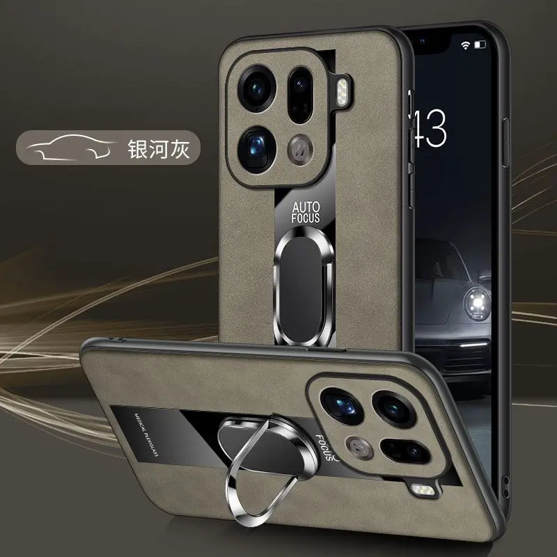 Funda para OPPO Find X9 Pro, Funda de teléfono con anillo magnético de cuero de lujo para OPPO Find X8 Pro X8 Ultra, Funda de silicona - imagen 3