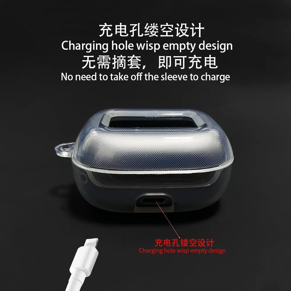 Funda protectora para JBL Live Beam3, carcasa suave de silicona transparente con ganchos, Flex3 / JBL Live Buds3 - imagen 3