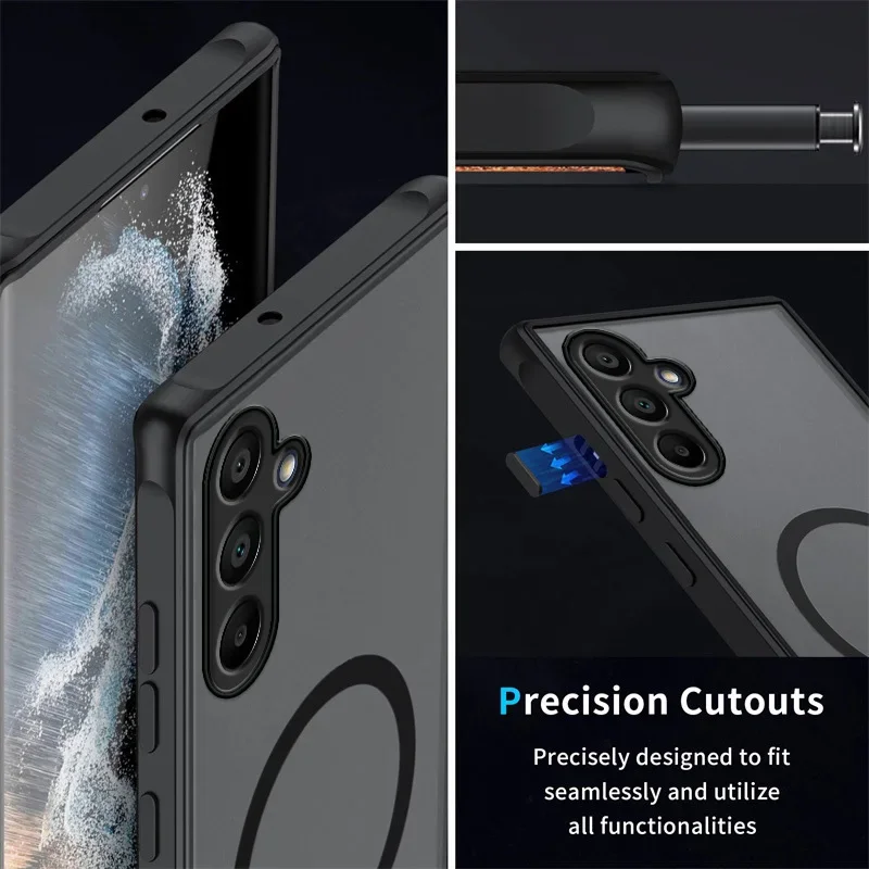 Funda de teléfono magnética mate de lujo para Samsung Galaxy A56 A36 A26 A16 A06 funda rígida de cubierta completa resistente a impactos y a golpes - imagen 4