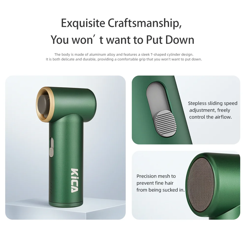 KICA-Mini ventilador Turbo Jet de 3000mAh, turbina de chorro para exteriores, Motor sin escobillas, ventilador portátil de mano, aparato de refrigeración - imagen 5