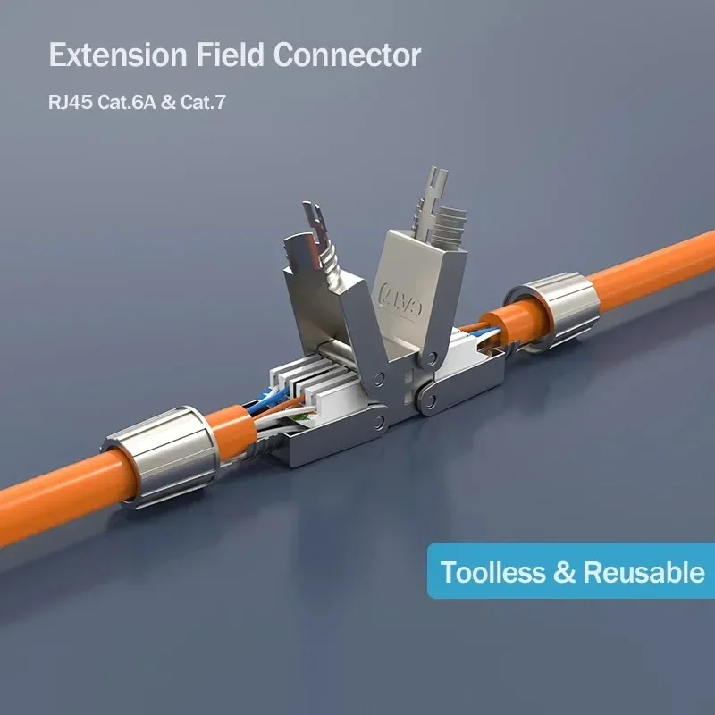 Adaptador extensor Ethernet Cat 6A 7, conector RJ45, caja de conexión de unión, enchufe de extensión de Cable Lan RJ 45, completamente blindado, sin herramientas - imagen 4