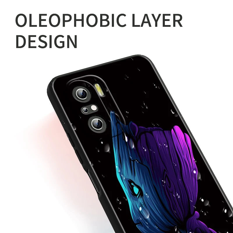 Marvel Groot para Xiaomi Redmi Note 13, 12, 11E, 11S, 11, 11T, 10, 10S, 9, 9S Pro Plus, 4G, 5G, funda negra para teléfono - imagen 5