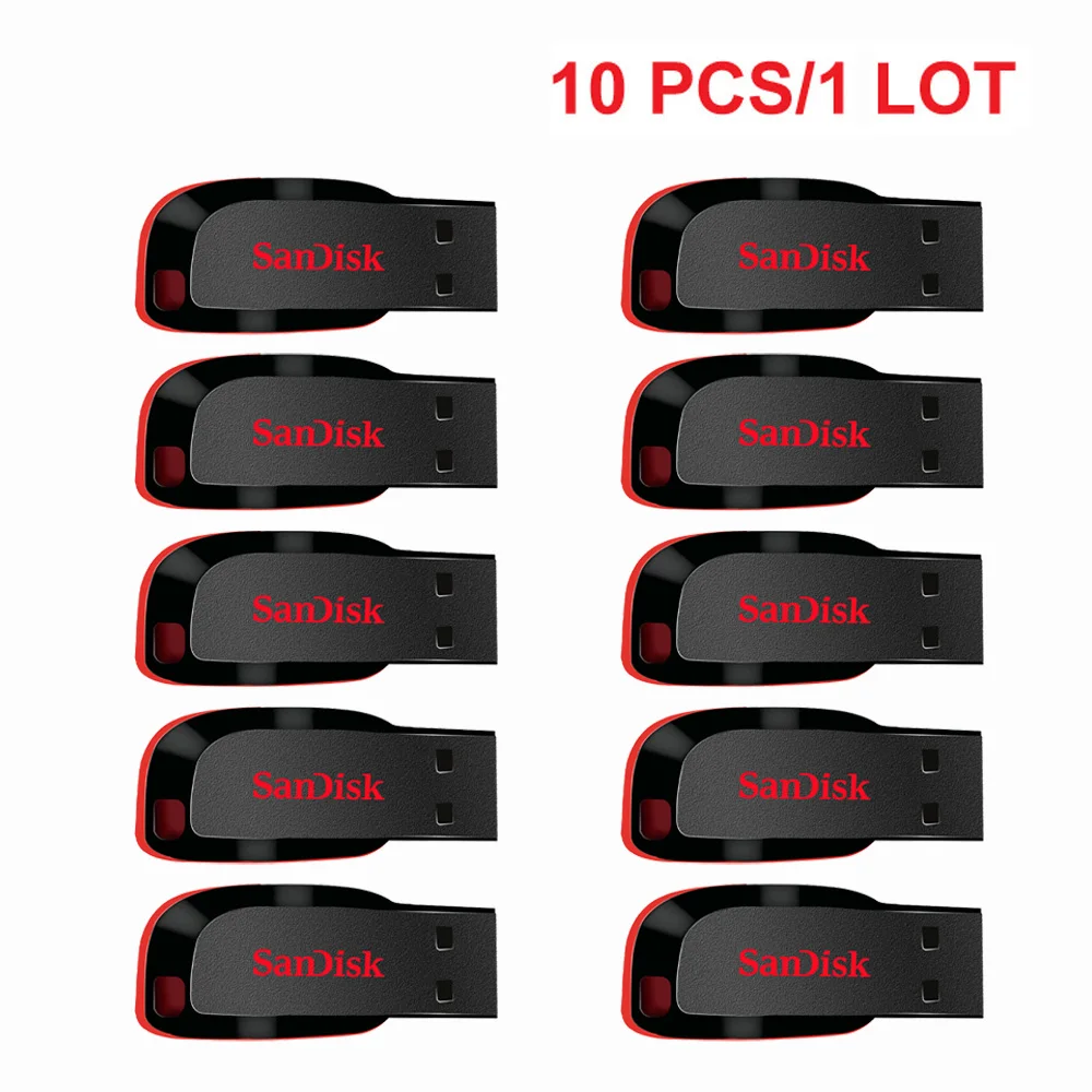 10 uds/1 lote SanDisk SDCZ50 Ultra Shift USB 2,0 disco Flash 16GB 32GB 64GB 128GB Mini llave Pendrive memoria Flash negra - imagen 2