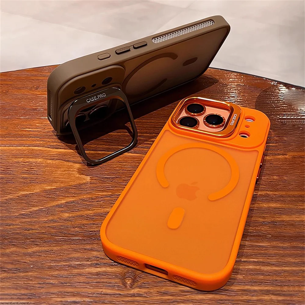 Película de lente soporte de cámara funda de teléfono magnética para iPhone 17 16 15 14 13 12 11 Pro Max marco de disipación de calor de aire cubierta translúcida - imagen 2