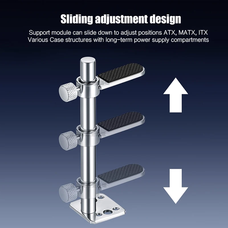 Soporte GPU de aluminio para chasis de vidrio templado (montaje del enfriador del ventilador), 1,8-8 cm ADJ. Soporte para tarjeta gráfica Jack, negro/plateado - imagen 5
