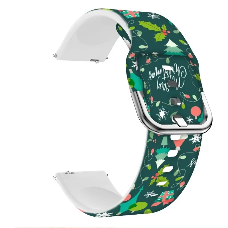 Correa con estampado navideño de 20mm y 22mm para Garmin Forerunner 55 158 165 245 255 265 645 970 570 banda de silicona para Garmin Venu 2 3 4 - imagen 4