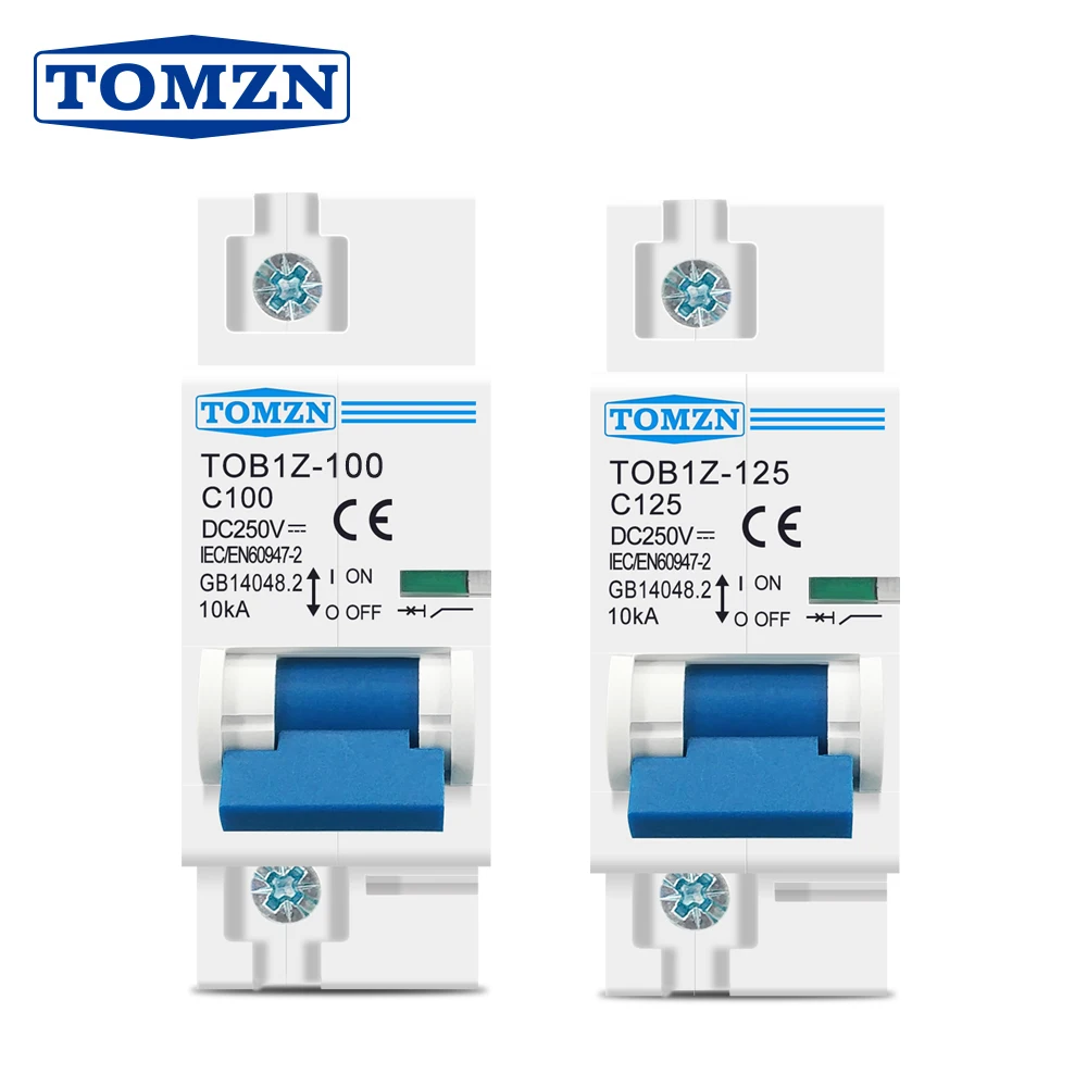 TOMZN 1 Uds 1P 80A 100A 125A DC MCB 250V disyuntor para sistema fotovoltaico C curva batería interruptor principal