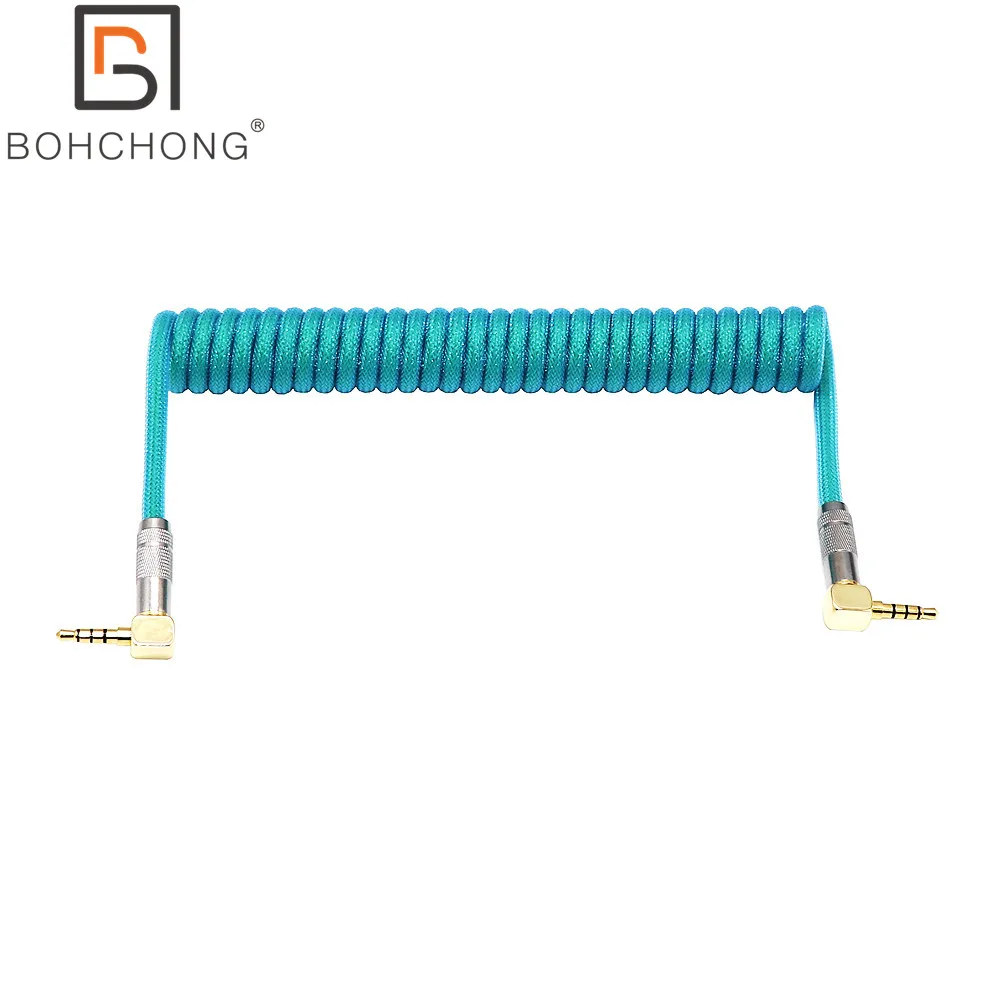 Cable en espiral de bobina de resorte TRS TRRS a TRRS de 3,5mm para teclado dividido RODE Sc7 por VIDEOMIC Video Micro-type Mics, Cable de Audio