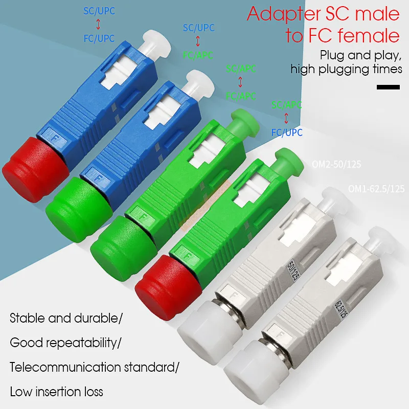 Adaptador de fibra óptica, acoplador de brida de junta de conversión, modo único FC hembra-SC, SC-FC macho - imagen 2