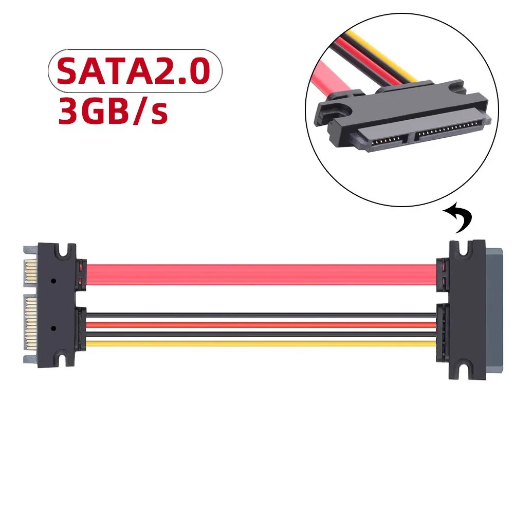 Cable en ángulo SATA de 22 pines arriba y abajo macho a hembra 7 + 15 pines Serial ATA SATA Cable de extensión combinado de alimentación de datos convertidor de conector - imagen 2