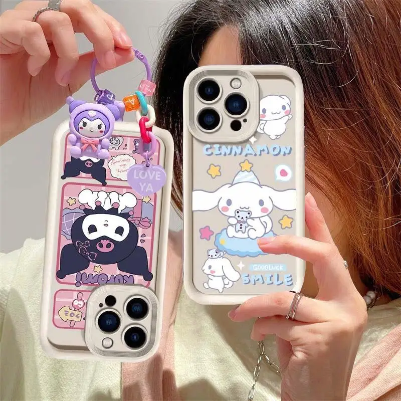 Cinnamoroll Kuromi-funda de teléfono con llavero, carcasa trasera de silicona suave para Huawei Nova Y70 3 4 7 10 SE 6i P20 P30 P40 Mate 20 30 40 Pro