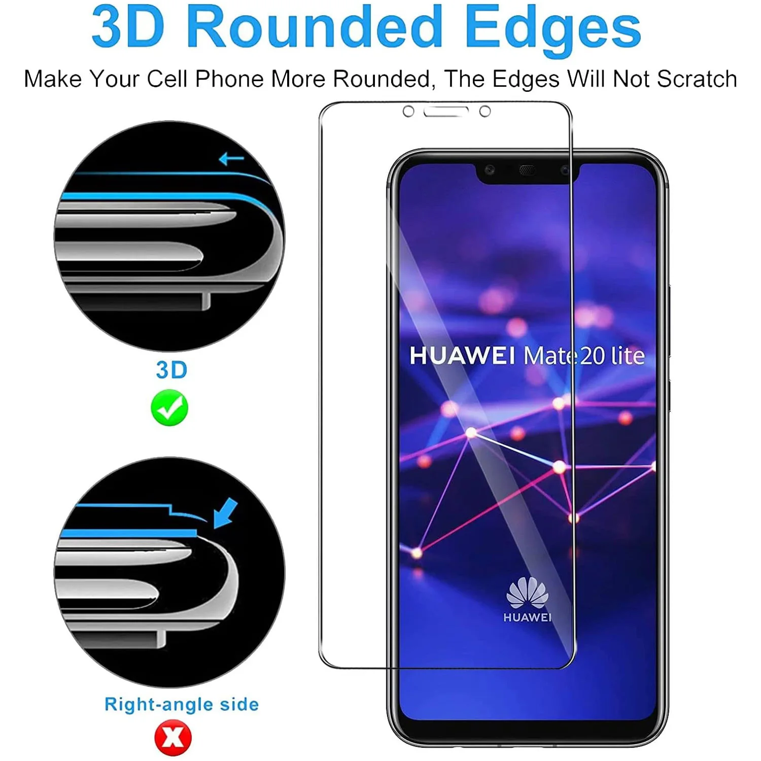2/4 piezas de vidrio templado para Huawei Mate 20 Lite HD película protectora de pantalla - imagen 4