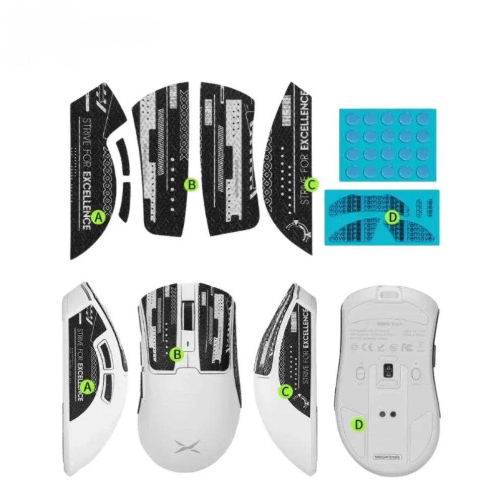 Cinta de agarre para ratón, pegatinas laterales de piel para juego de accesorios para ratón Delux M900Pro, cinta de agarre antideslizante, pies de ratón originales, puntos - imagen 2